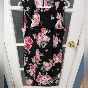 Black and Pink Sleeveless Sheath Midi Dress for Weddings